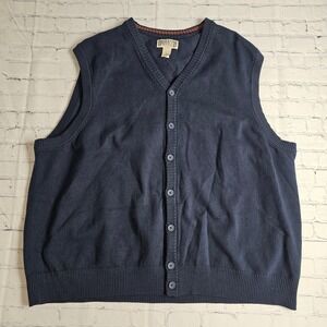 Duluth Trading Co Mens 3XL Navy Blue Button Front Sweater Vest Cotton